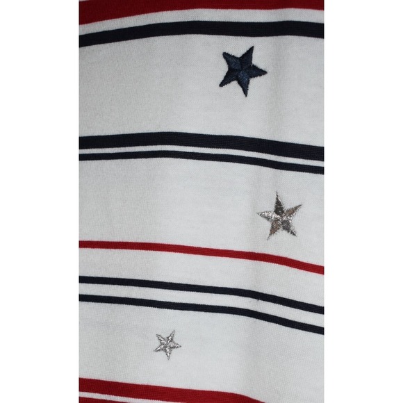 Cabin Creek 5X Short Slv Top  Stars Stripes Red White Blue 100% Cotton Pullover - Picture 15 of 16